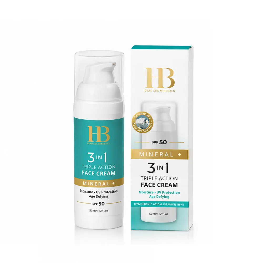 קרם פנים HB Dead Sea Minerals Facial Triple Action Spf50 – בנפח 50 מ"ל