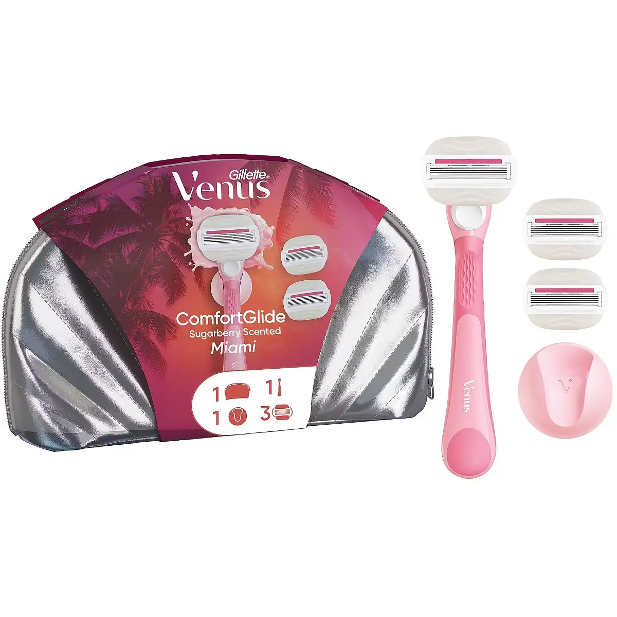 סכיני גילוח לאישה Gillette Venus Comfortglide Miami שלושה להבים – סך הכל 3 סכינים עם ידית