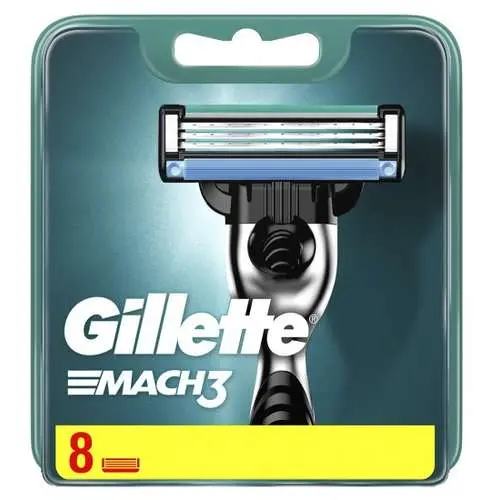 סכיני גילוח רב-פעמיים לגבר Gillette Mach 3 שלושה להבים – סך הכל 8 סכינים