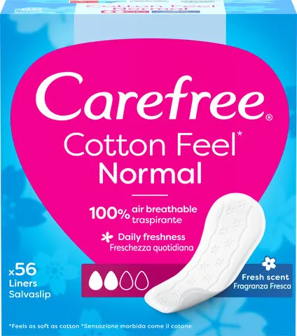 מגני תחתון Carefree Cotton עם בישום – 56 יחידות