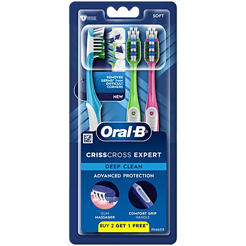 שלישיית מברשות שיניים אנטי בקטריאליות רכות Oral-B Criss Cross Deep Clean