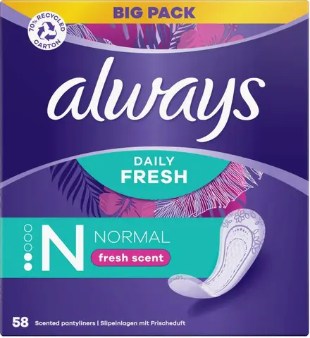 מגני תחתון Always Fresh Normal – 58 יחידות