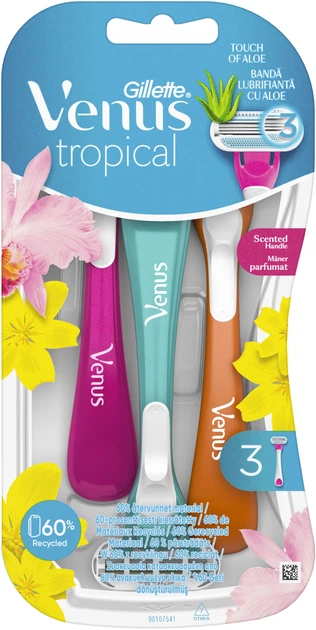סכיני גילוח לאישה Gillette Venus Tropical שלושה להבים – סך הכל 3 סכינים