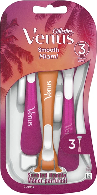 סכיני גילוח לאישה Gillette Venus 3 Smooth Miami שלושה להבים – סך הכל 3 סכינים