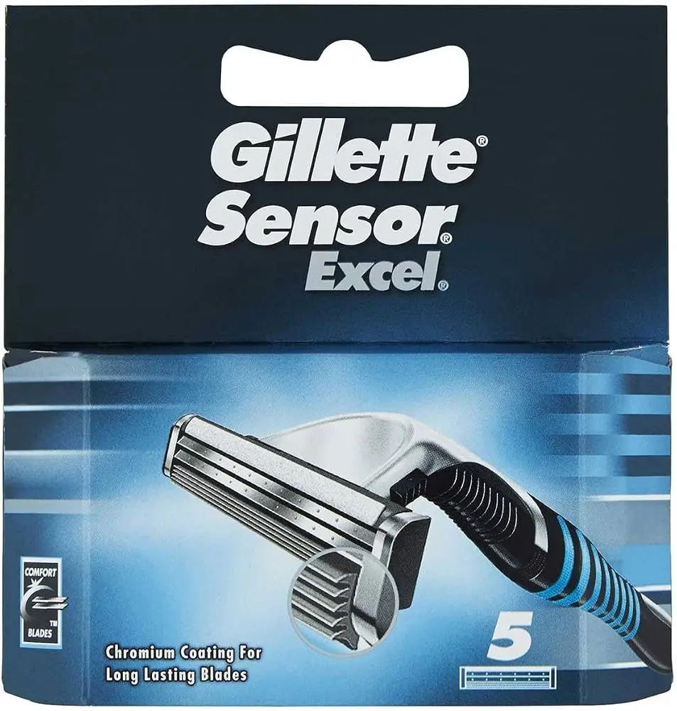 סכיני גילוח רב-פעמיים לגבר Gillette Sensor Excel שני להבים – סך הכל 5 סכינים