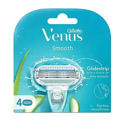 סכיני גילוח לאישה Gillette Venus Smooth Aloe שלושה להבים – סך הכל 4 סכינים