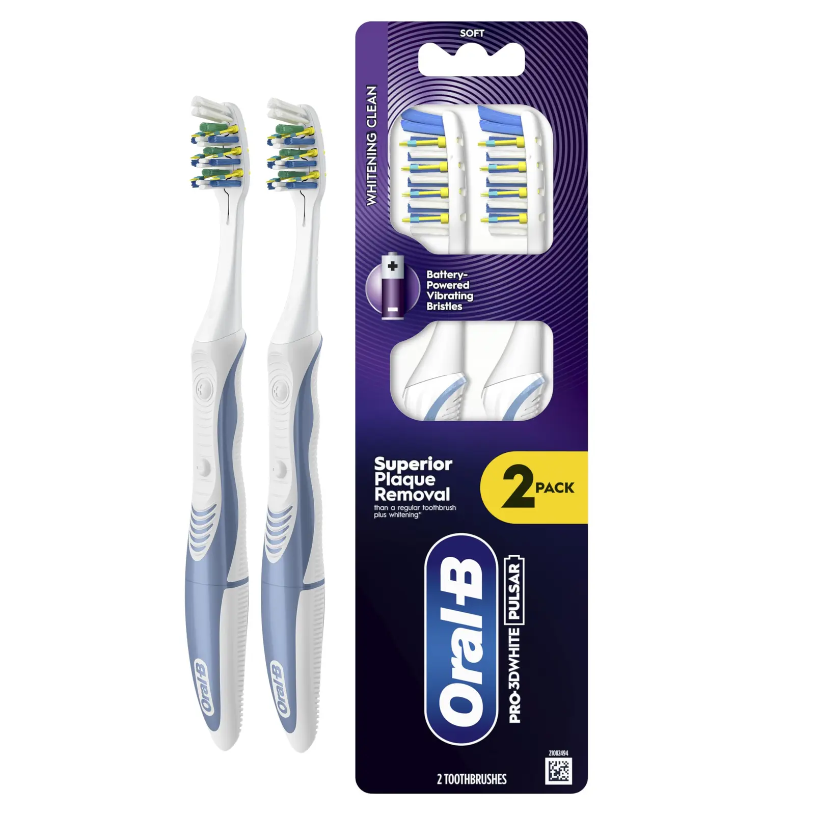 זוג מברשות שיניים בינוניות על סוללות Oral-B Pulsar
