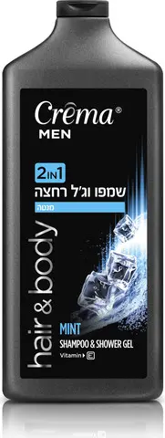 שמפו וג'ל רחצה 2 ב-1 לגבר עם ויטמין E ותמצית מנטה Crema – בנפח 700 מ"ל