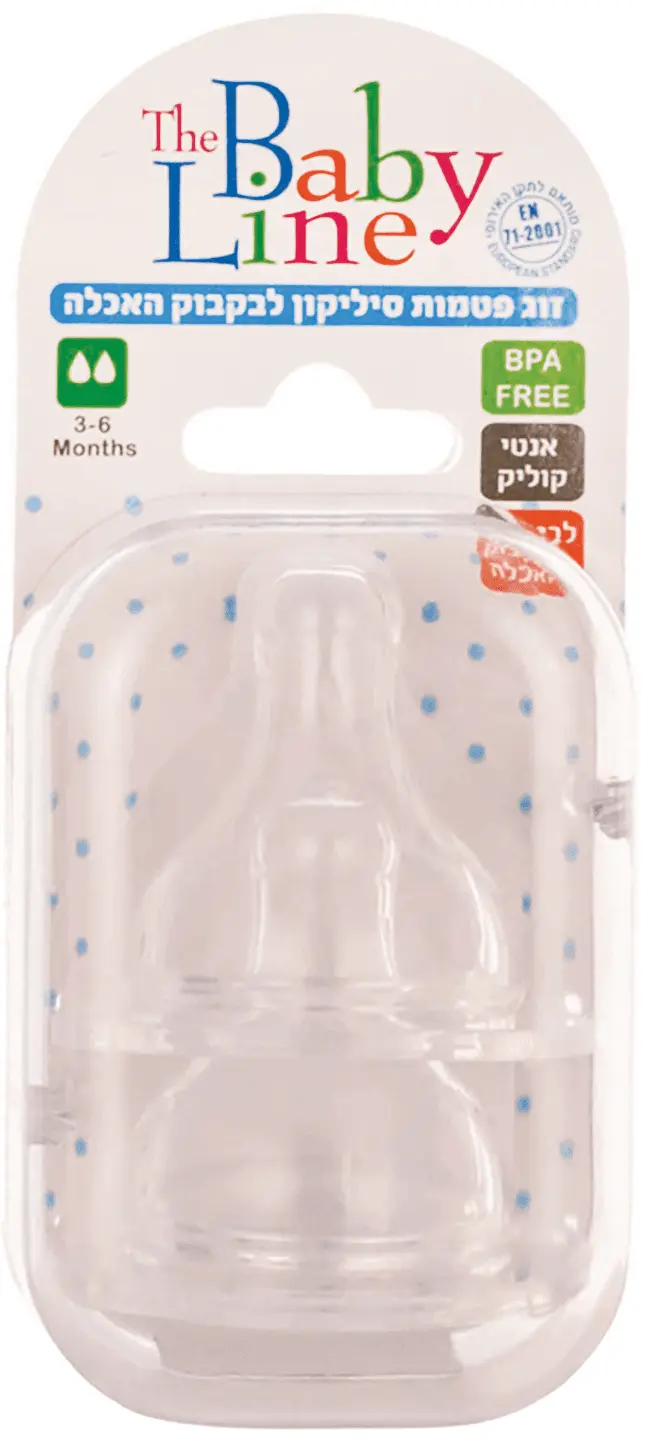 פטמות סיליקון לבקבוק האכלה Baby Line 3-6 חודשים – סך הכל 2 יחידות