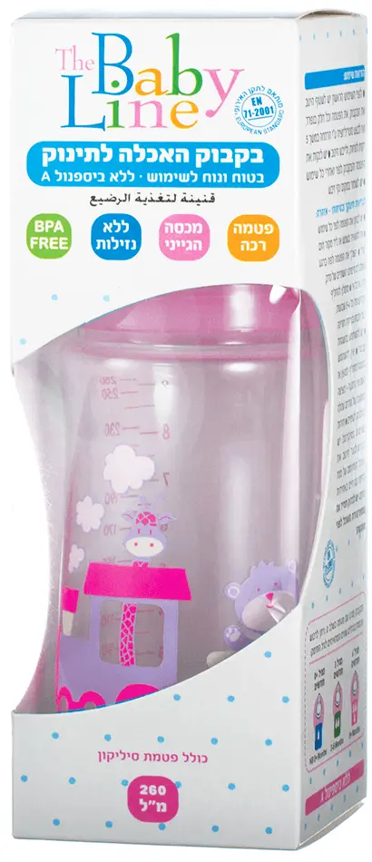 בקבוק האכלה Baby Line ורוד – 260 מ"ל