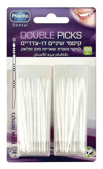 קיסמי שיניים דו צדדיים Pharma Care – סך הכל 100 יחידות