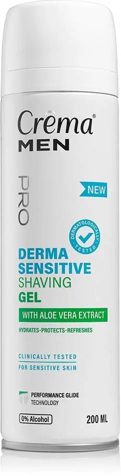 ג'ל גילוח לעור רגיש לגבר Crema Man Derma Sensitive – בנפח 200 מ"ל