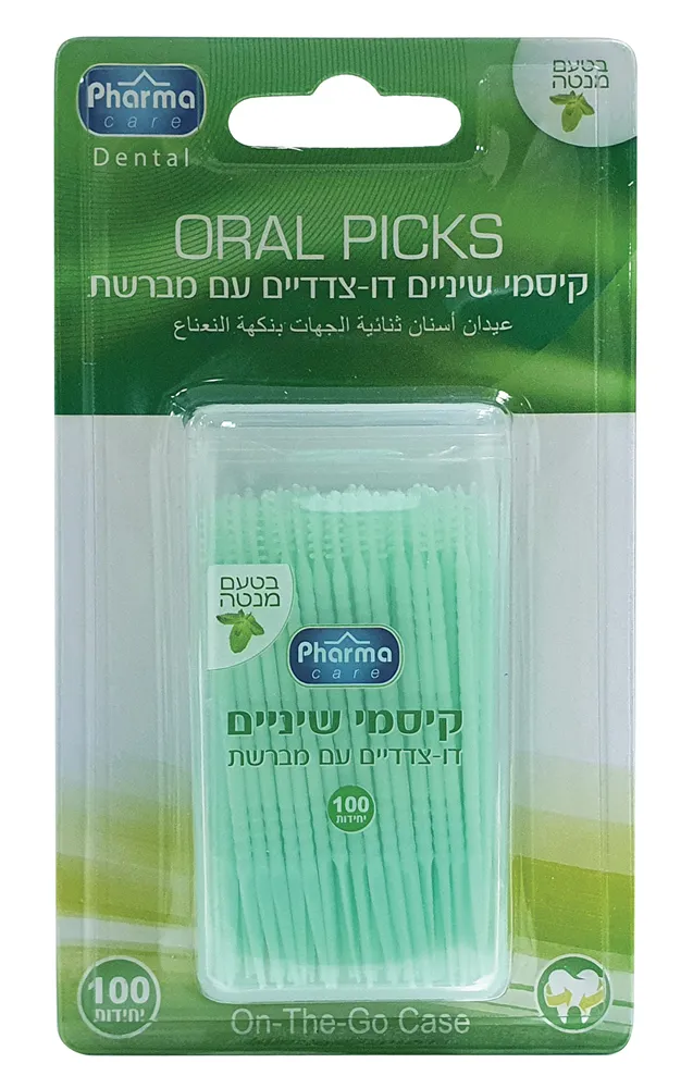 קיסמי שיניים דו צדדיים בטעם מנטה מבית Pharma Care – סך הכל 100 יחידות