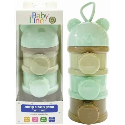 מחלק מנות דובי Baby Line – סך הכל 3 תאים ירוק