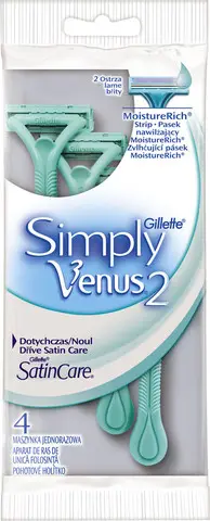 סכיני גילוח לאישה Gillette Venus Simply שני להבים – סך הכל 4 סכינים