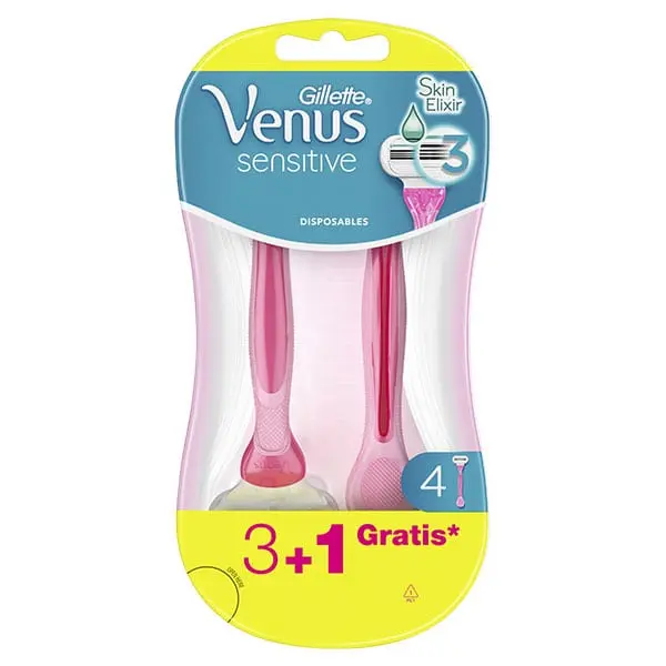 סכיני גילוח לאישה Gillette Venus Sensitive שלושה להבים – סך הכל 4 סכינים