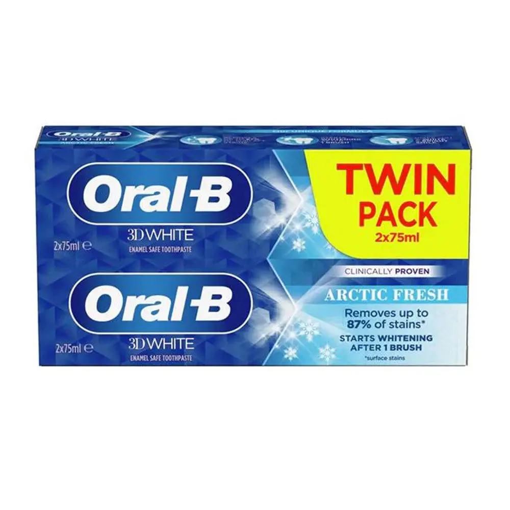 זוג משחות שיניים מלבינות Oral-B 3D Arctic Fresh – בנפח 2X75 מ"ל