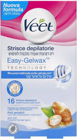 רצועות שעווה לגוף לעור רגיש Veet – סך הכל 16 יחידות