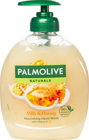 סבון נוזלי לידיים בניחוח חלב ודבש מבית Palmolive – בנפח 300 מ"ל