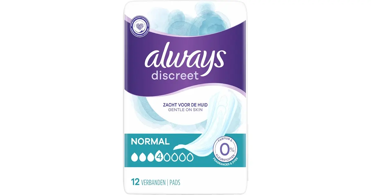מגני תחתון Always Discreet נורמל ללא בישום – 12 יחידות