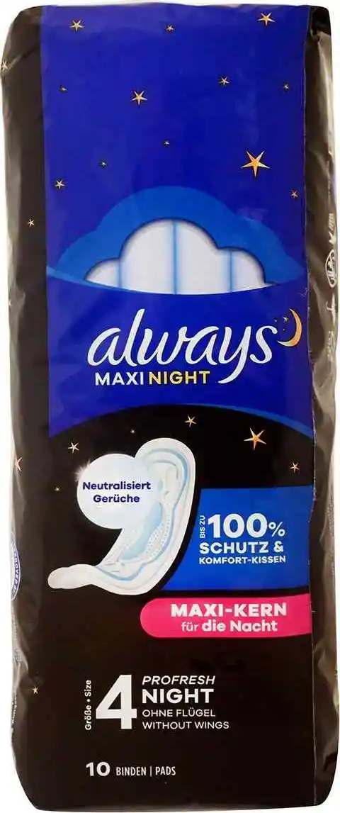 תחבושות Always Maxi לילה עם כנפיים – 10 יחידות