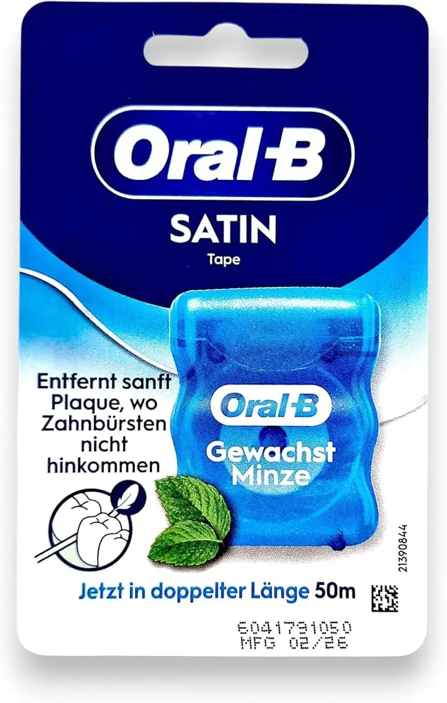 חוט דנטלי מצופה שעווה Oral-B Satin Floss Mint – באורך 50 מטר