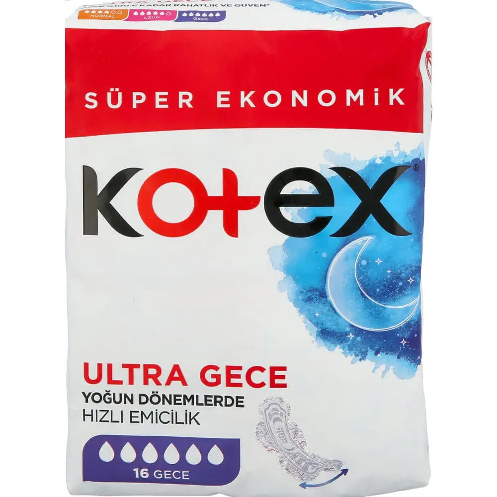 תחבושות Kotex Ultra לילה עם כנפיים – 16 יחידות