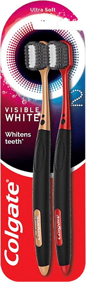 זוג מברשות שיניים רכות במיוחד Colgate Visible White