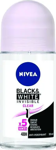 דאודורנט רול-און לאישה Nivea Invisible Black & White Clear – בנפח 50 מ"ל