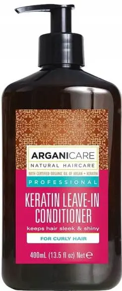 קרם לחות לשיער ללא שטיפה עם קרטין ושמן ארגן Arganicare – בנפח 400 מ"ל