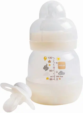 בקבוק התנסות ומוצץ MAM – 130 מ"ל