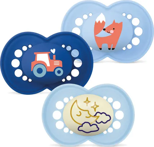 שלישיית מוצצי סיליקון MAM Original יום ולילה 6+ חודשים – כחול