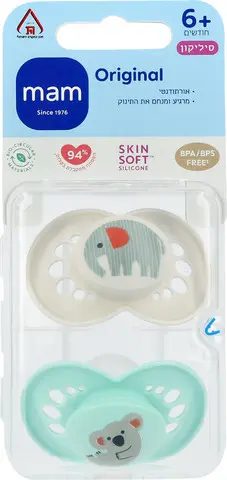 זוג מוצצי סיליקון MAM Original 6+ חודשים – ירוק