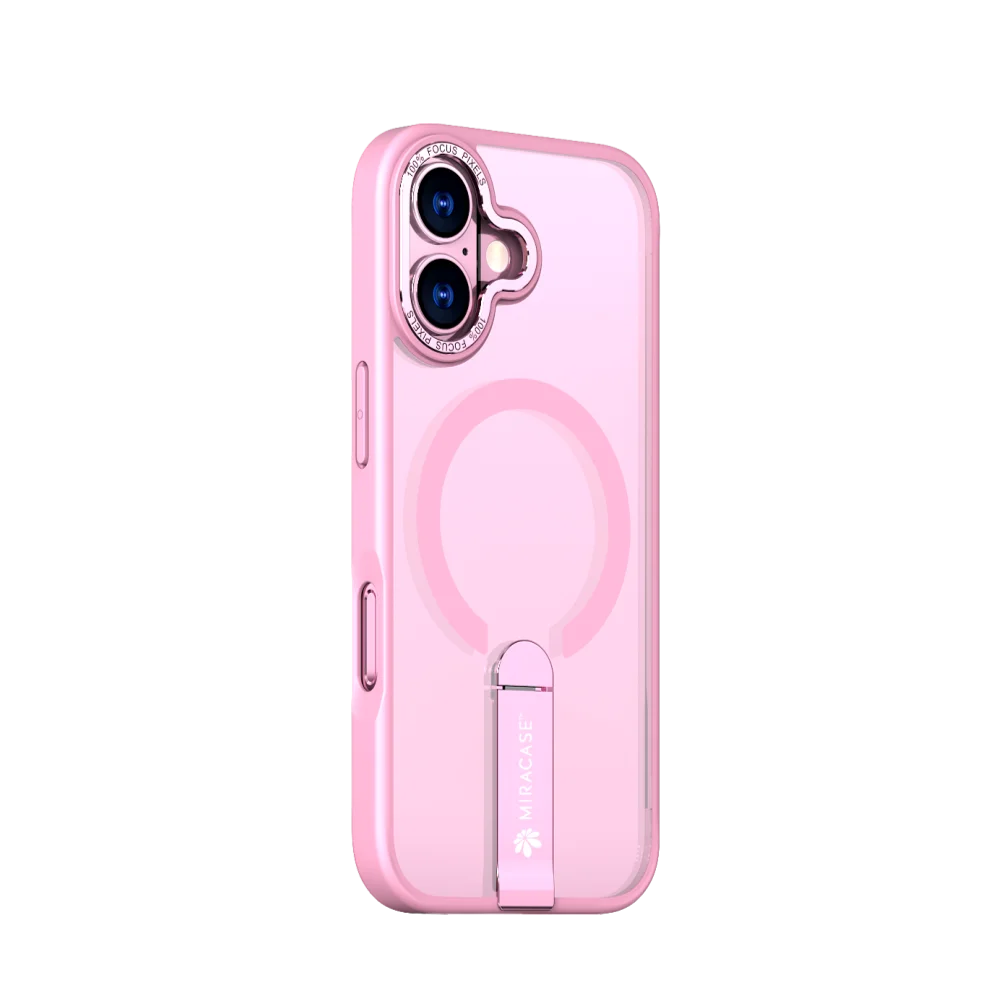 כיסוי MagSafe ל-Apple iPhone 17 מבית Miracase דגם Mirastand – בצבע ורוד