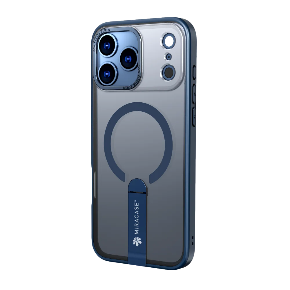 כיסוי MagSafe ל-Apple iPhone 17 Pro מבית Miracase דגם Mirastand – בצבע כחול