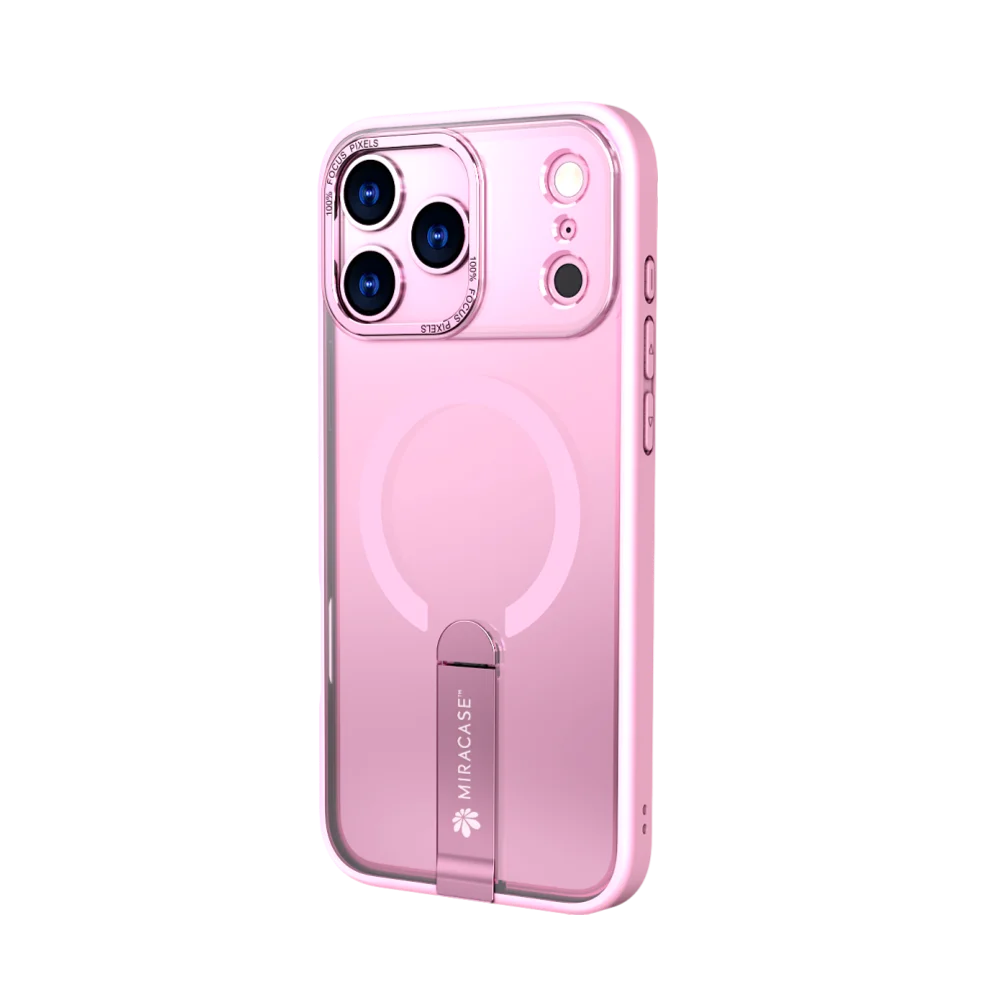 כיסוי MagSafe ל-Apple iPhone 17 Pro מבית Miracase דגם Mirastand – בצבע ורוד