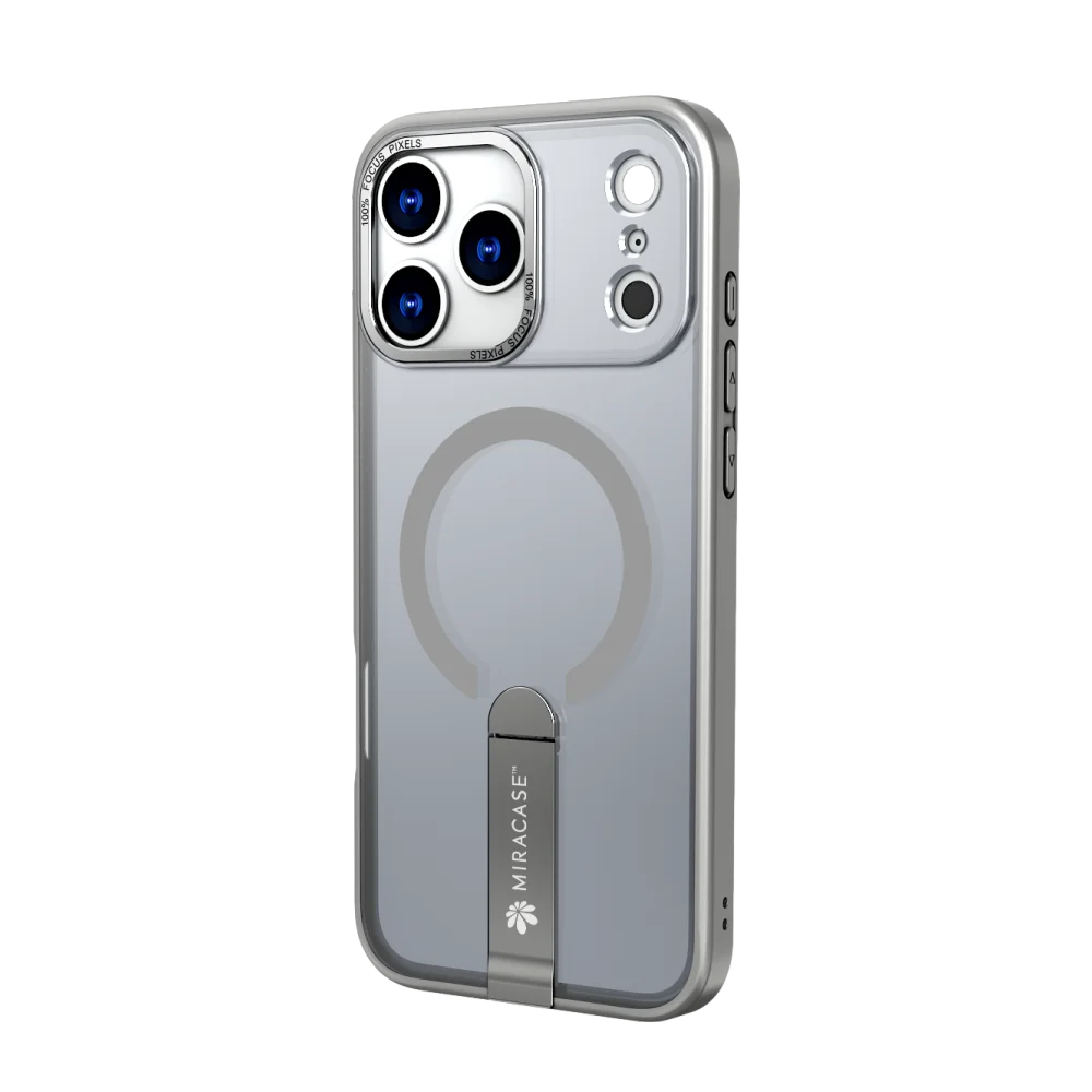 כיסוי MagSafe ל-Apple iPhone 17 Pro מבית Miracase דגם Mirastand – בצבע אפור