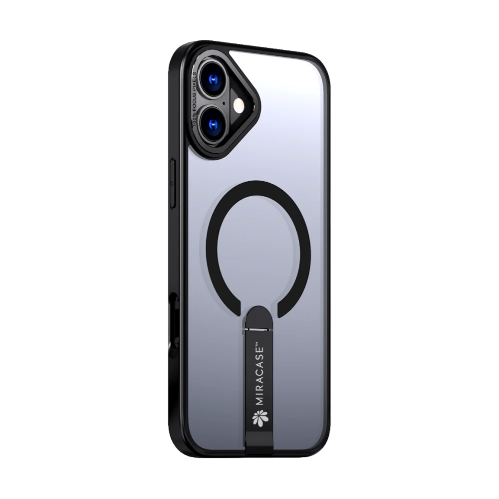 כיסוי MagSafe ל-Apple iPhone 16 מבית Miracase דגם Mirastand – בצבע שחור