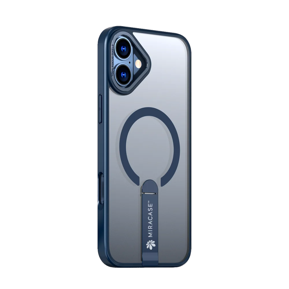 כיסוי MagSafe ל-Apple iPhone 16 מבית Miracase דגם Mirastand – בצבע כחול
