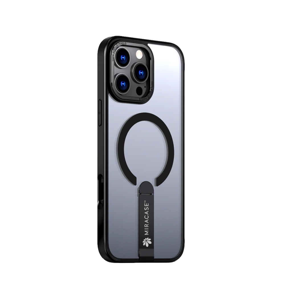 כיסוי MagSafe ל-Apple iPhone 16 Pro מבית Miracase דגם Mirastand – בצבע שחור