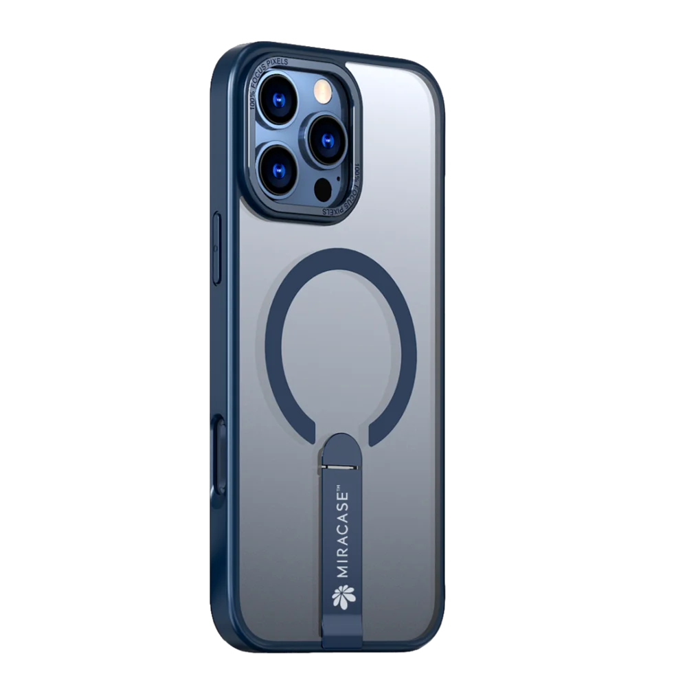 כיסוי MagSafe ל-Apple iPhone 16 Pro מבית Miracase דגם Mirastand – בצבע כחול