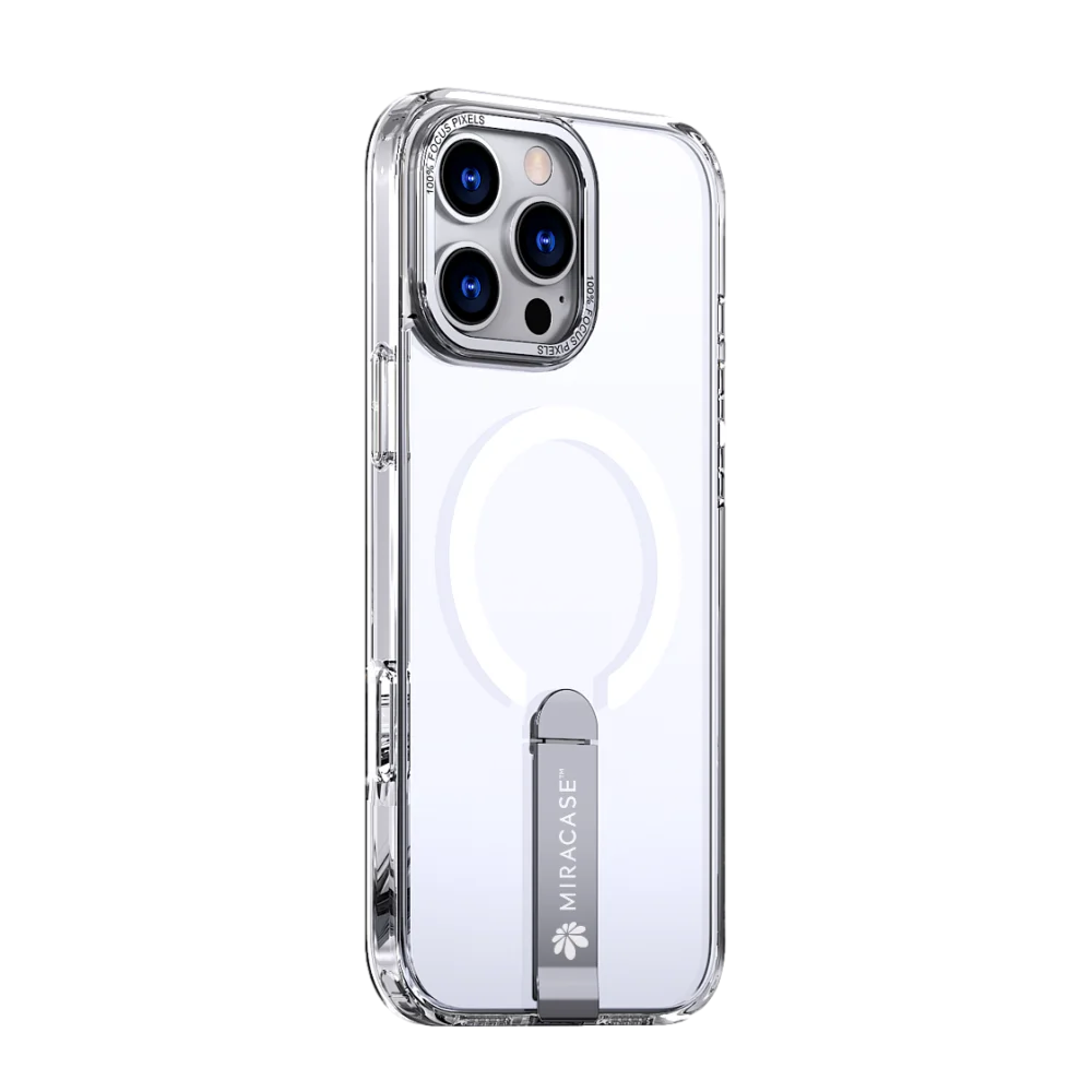 כיסוי MagSafe ל-Apple iPhone 16 Pro Max מבית Miracase דגם Mirastand – בצבע שקוף
