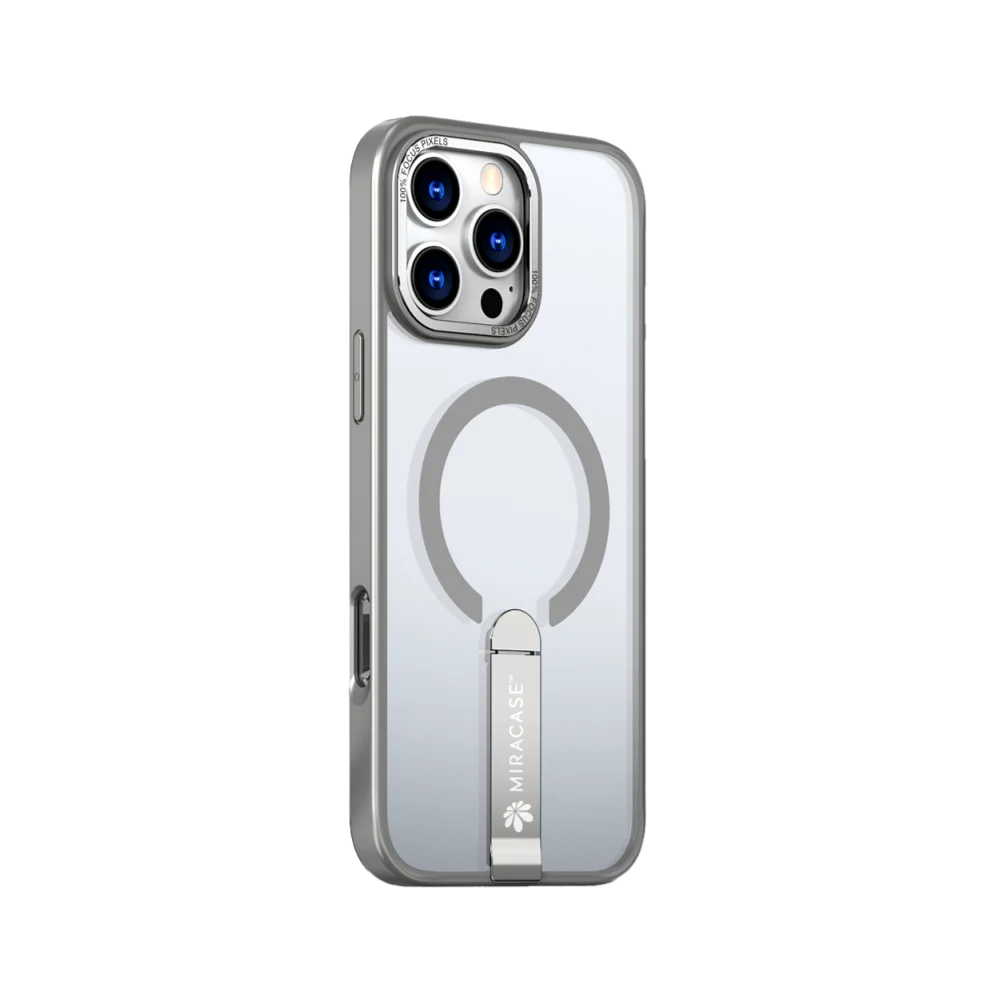 כיסוי MagSafe ל-Apple iPhone 16 Pro Max מבית Miracase דגם Mirastand – בצבע אפור