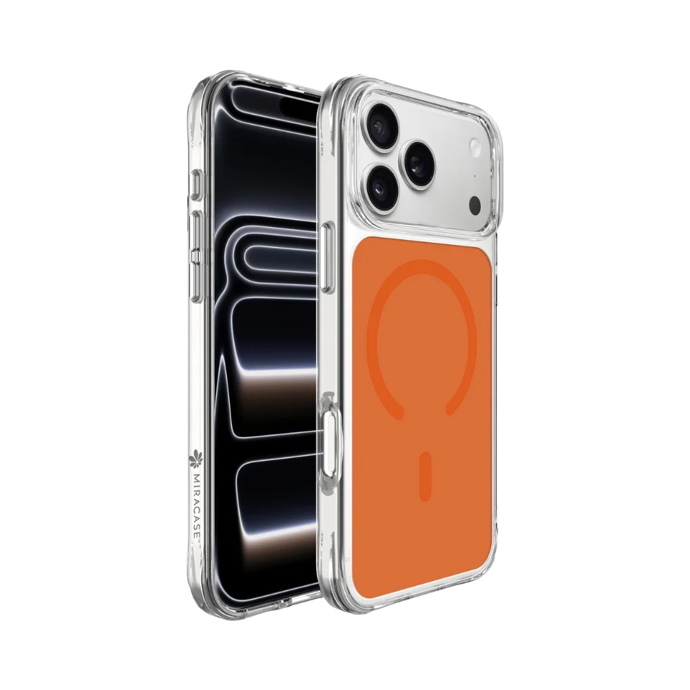 כיסוי MagSafe ל-Apple iPhone 17 Pro Max מבית Miracase דגם Miragrid – בצבע כתום