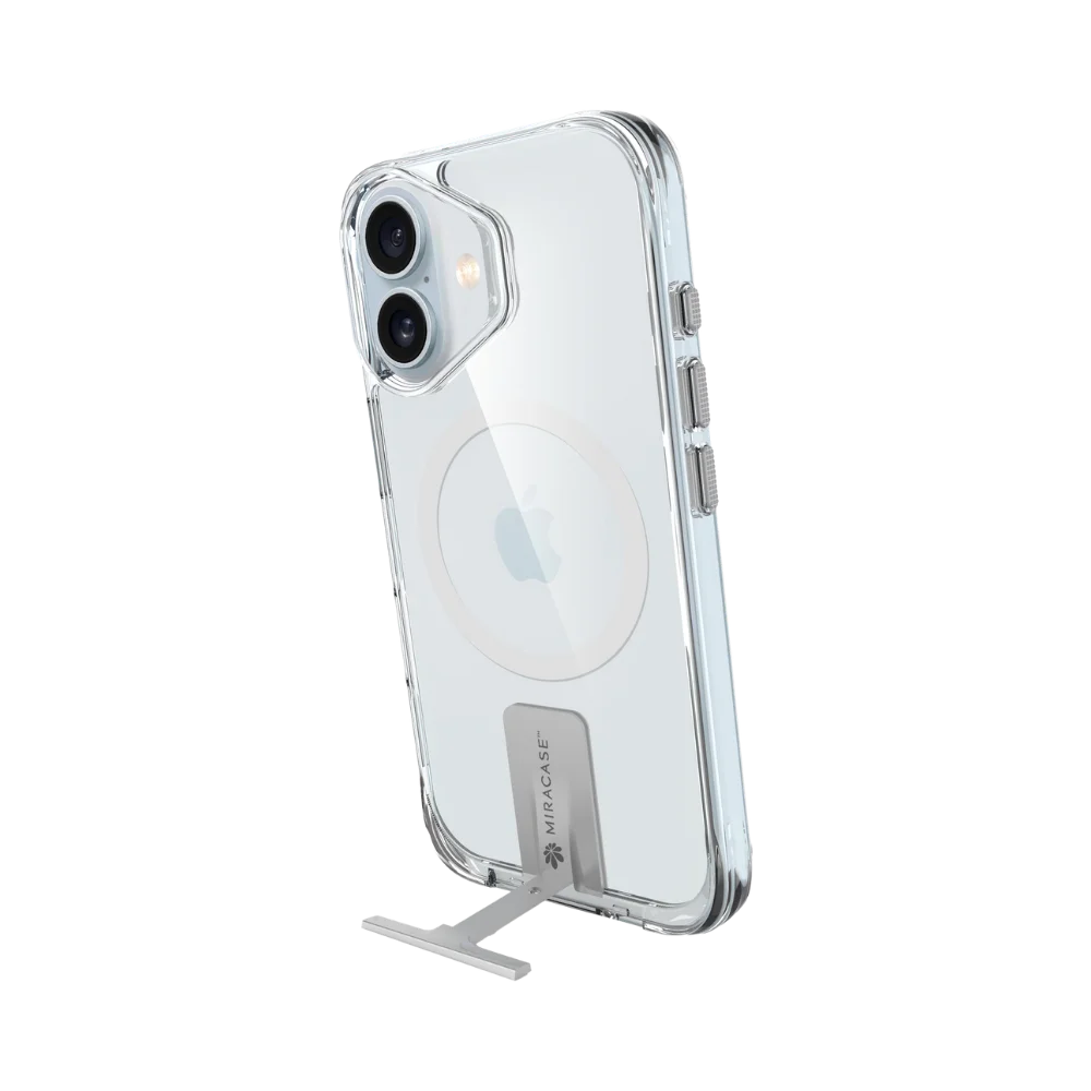 כיסוי MagSafe ל-Apple iPhone 17 מבית Miracase דגם Mirakick – בצבע שקוף-כסף