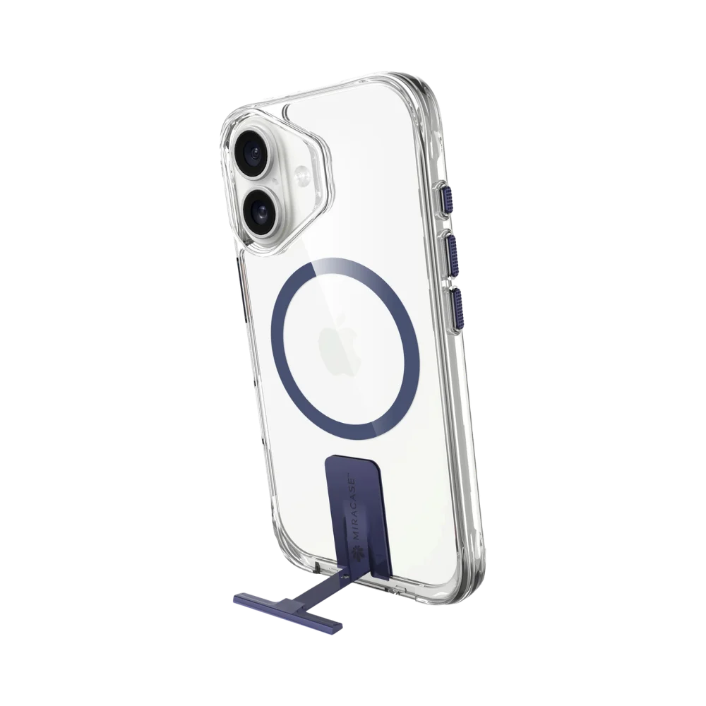 כיסוי MagSafe ל-Apple iPhone 17 מבית Miracase דגם Mirakick – בצבע שקוף-כחול