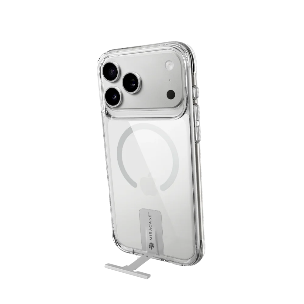 כיסוי MagSafe ל-Apple iPhone 17 Pro Max מבית Miracase דגם Mirakick – בצבע שקוף-כסף