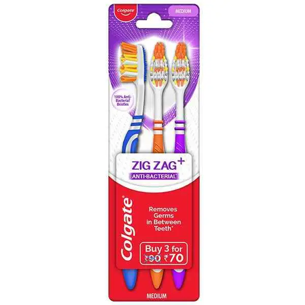 שלישיית מברשות שיניים רכות Colgate Zigzag