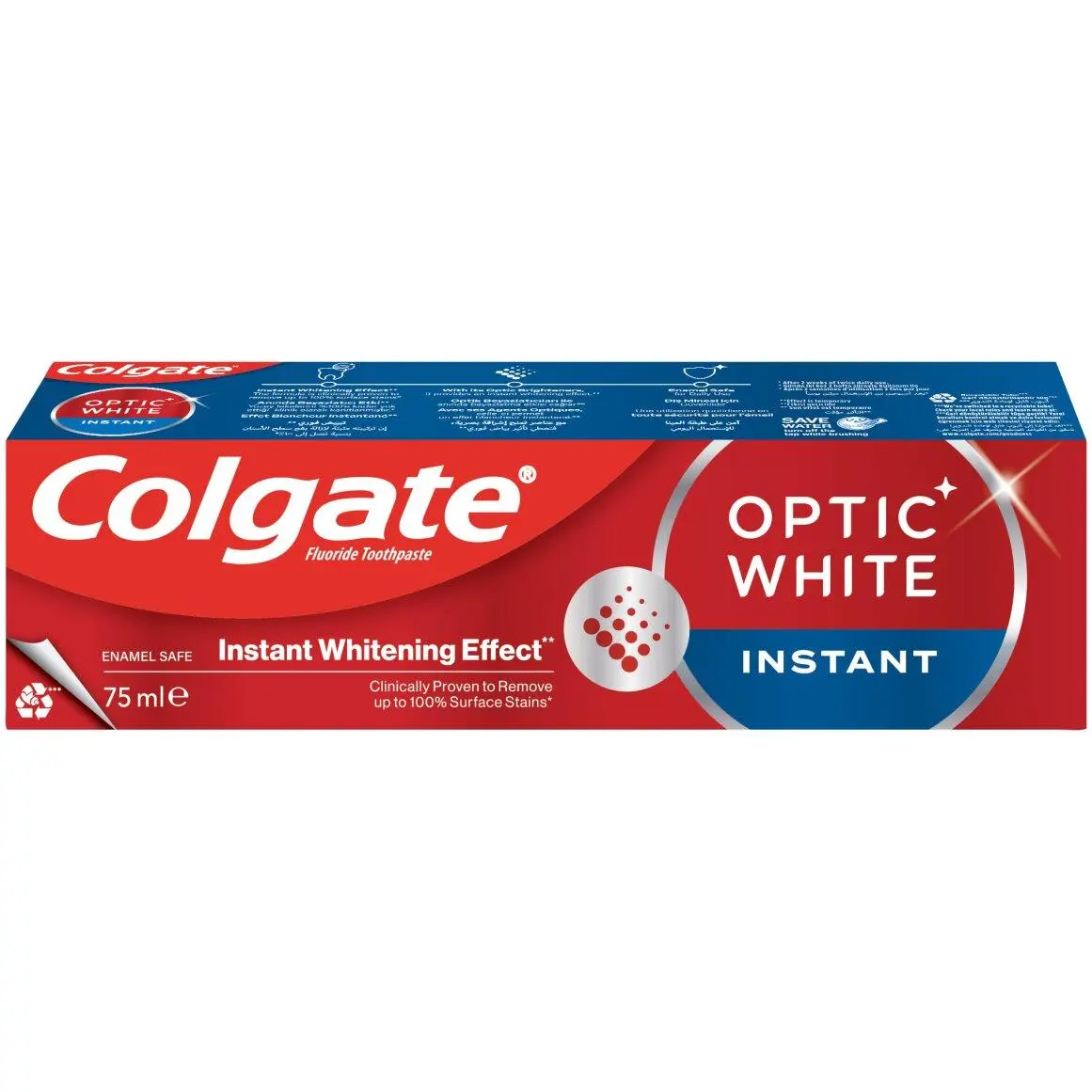 משחת שיניים מלבינה Colgate Optic White Instant – בנפח 75 מ"ל