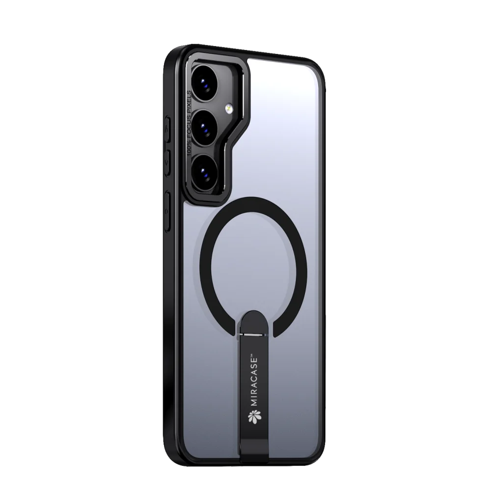 כיסוי MagSafe ל-Samsung Galaxy S25 מבית Miracase דגם Mirastand – בצבע שחור